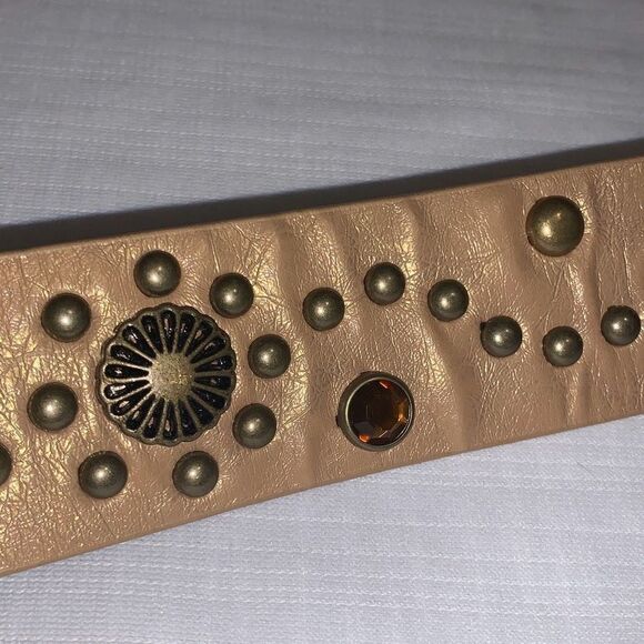 Vintage 90s Y2K Tan Studded BoHo belt Size Large - Picture 11 of 14